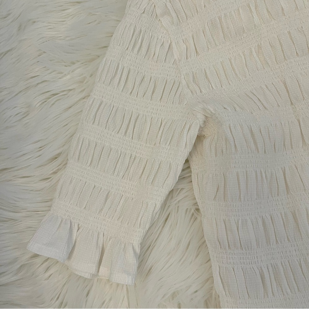 Anthropologie White Ruffled Button-Front Blouse - Picture 6 of 15